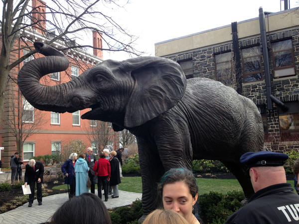 The Jumbo the Elephant statue at Tufts University.