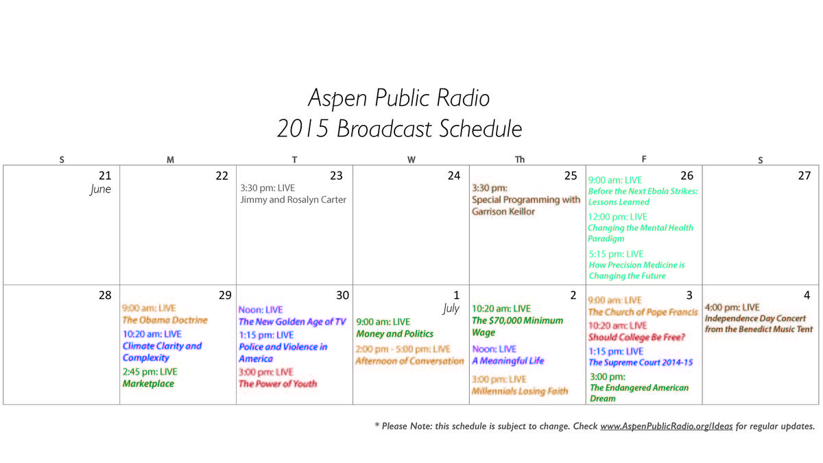 Live Broadcasts from the Aspen Ideas Festival Aspen Public Radio