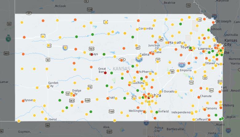 A screenshot of the interactive map embedded lower in the story shows nursing homes without citations in green. Yellow, orange and red represent citations.