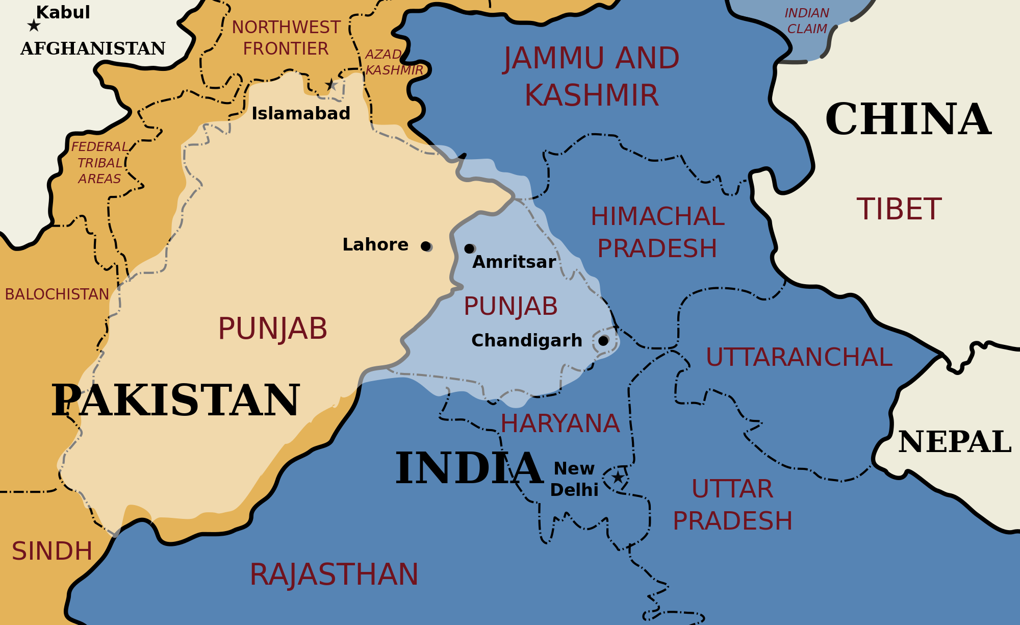 Asian map of india afiganistan