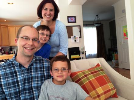 Citizen lobbyist Jeff Schwartz with his wife Cathy and sons Jacob (on couch) and Sam at their home in Kirkland