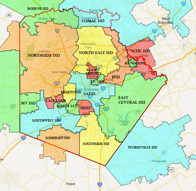Bexar County Districts Antonio San Map District Independent Neisd Texas Dif...