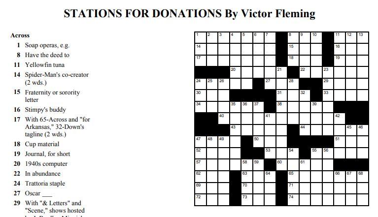 Stations For Donations Crossword Puzzle KUAR.