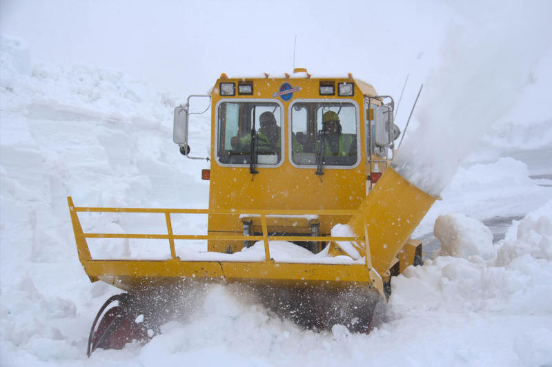 A plow team work their way up the west side of Going-to-the-Sun road in Glacier National Park in 2015.