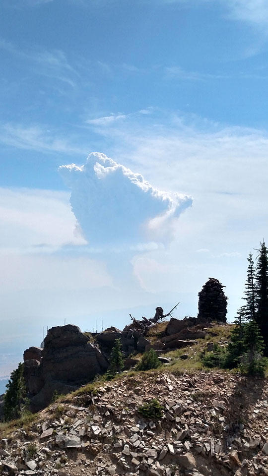 A pyrocumulus cloud spotted over the Lolo Peak fire, July 26, 2017. 