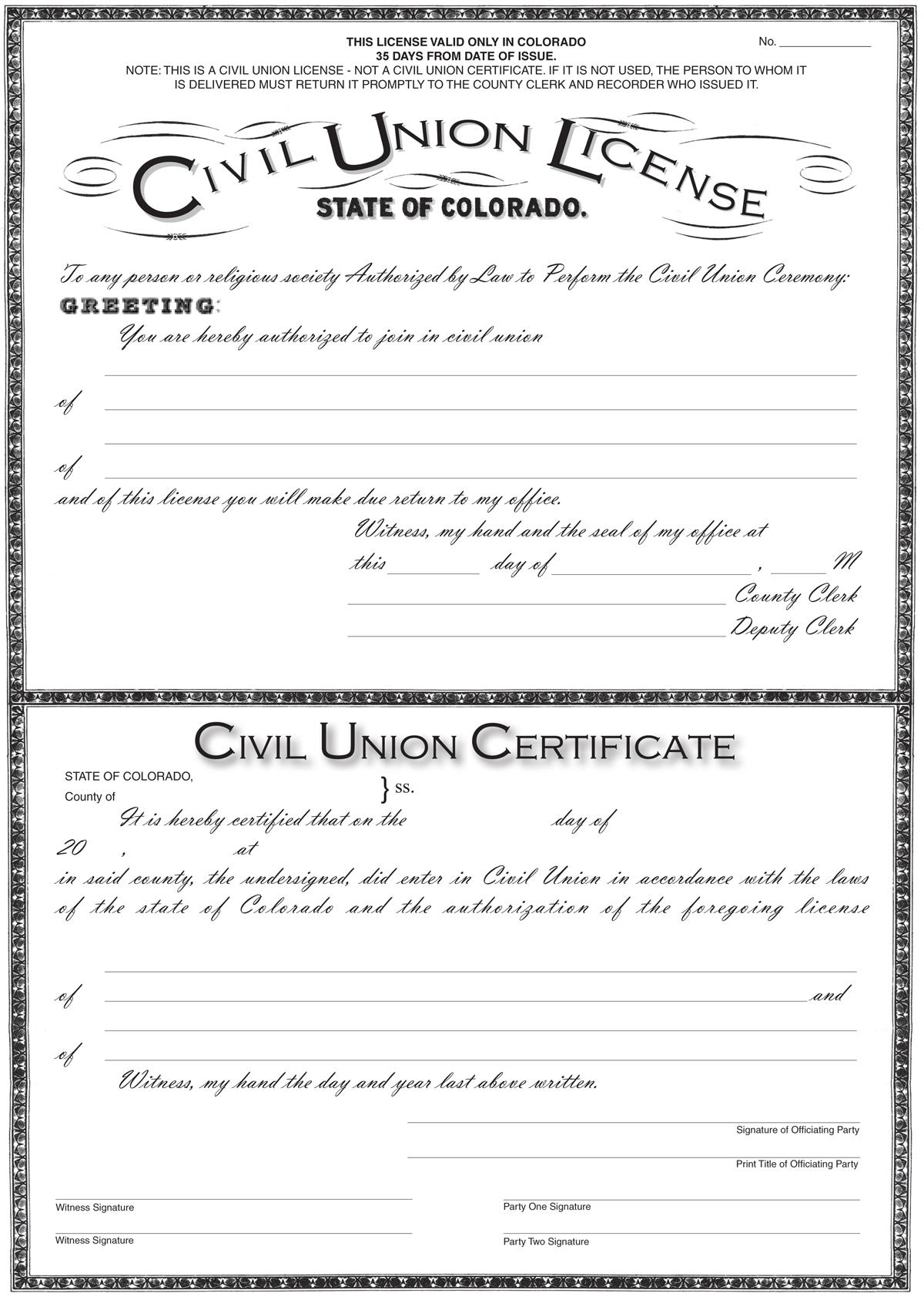 PHOTO: Check Out Colorado s Civil Union License KUNC