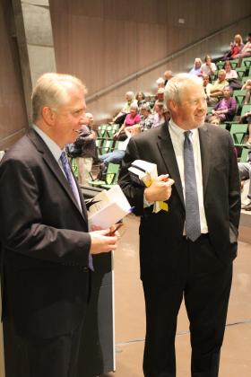 State Senator Ed Murray, left, and Mayor Mike McGinn at a recent candidates' forum.