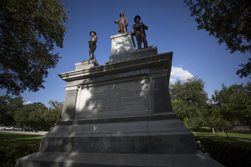 A monument to Confederate soldiers on the Texas Capitol grounds. 