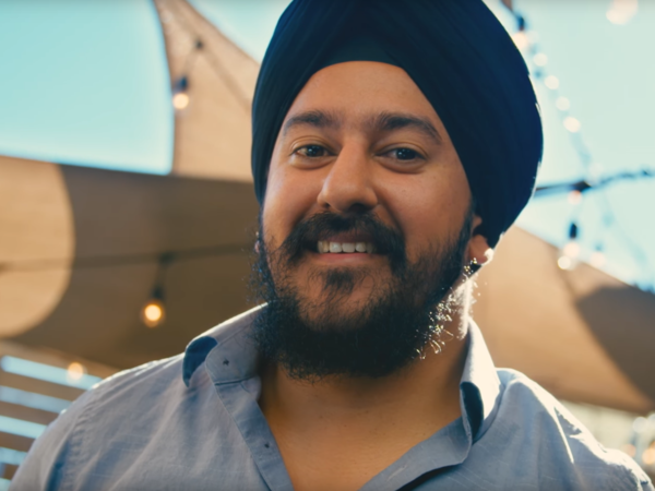 A screenshot from a video about the Sikh community that is part of a large awareness campaign. The project was funded entirely by grass-roots donations. The campaign's ads will air nationally.