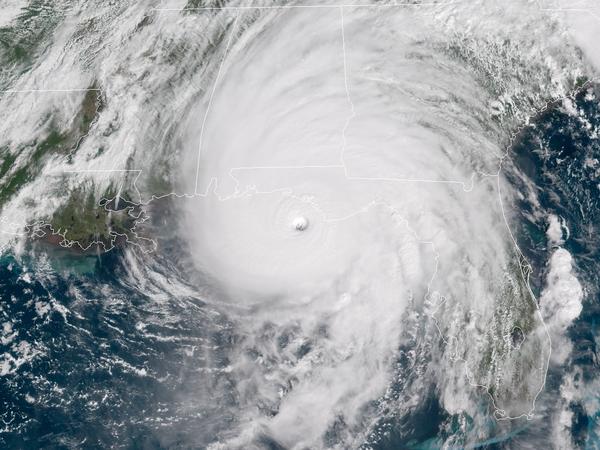 Hurricane Michael, seen here as it neared the Florida Panhandle around noon on Wednesday, is the strongest storm to hit the area since records were first kept.