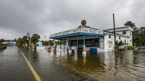 Bo Lynn's Market was taking on water in the town of St. Marks, Fla., on Wednesday, ahead of Michael's landfall in the Florida Panhandle. The hurricane struck land first as Category 4 storm.