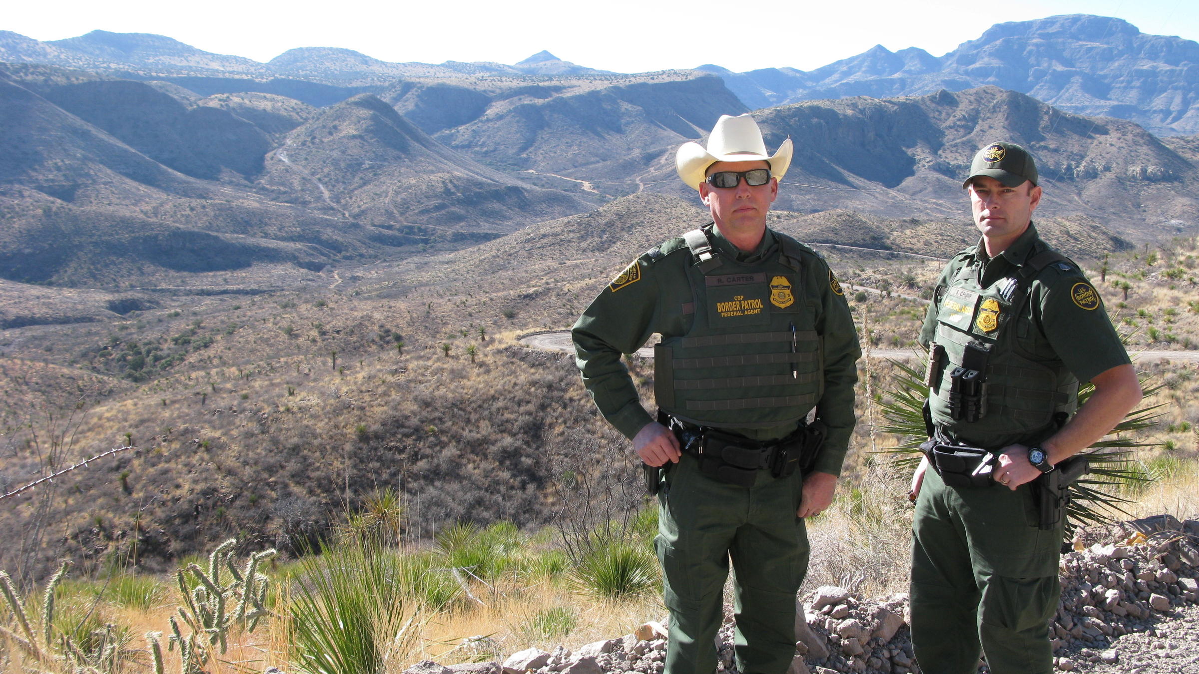 Border Patrol Agent Rush Carter, left, and Assistant Chief Patrol Agent Ste...