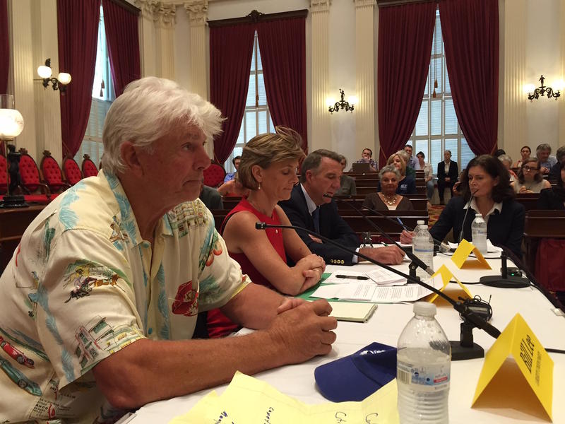 Bill Lee, Sue Minter, and Phil Scott at VT Commission on Women Debate in September - image via Peter Hirschfeld, VPR