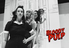 (L to R) Hanna Simms, Emily Parrish Stembridge, Ashton Nicole Montgomery, and Rachel Wansker in KSU's world premier production of Bloody Pulp.