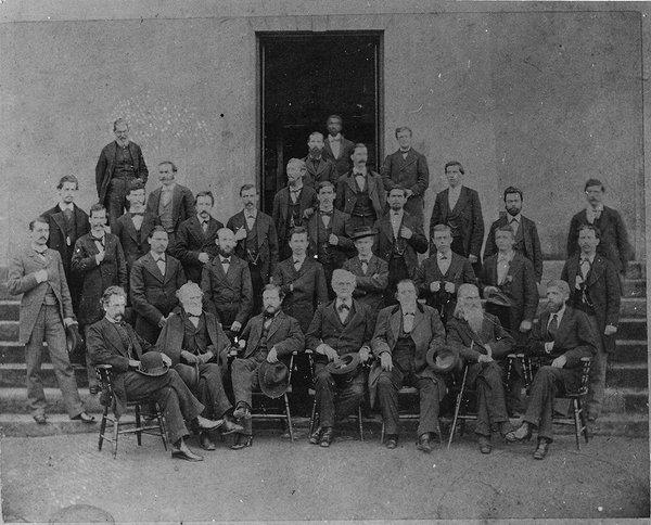 Grandison Harris stands in the back in this picture of the Georgia Medical College Class of 1877. 