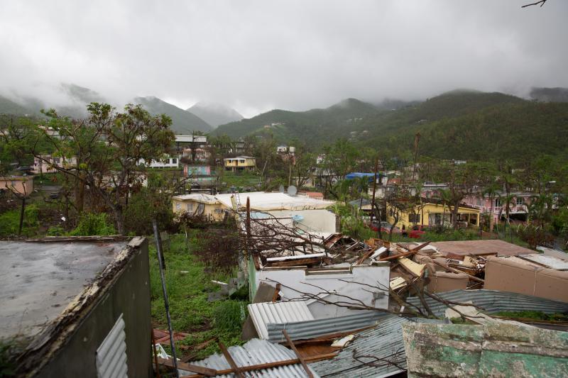 Damaged houses in Salinas, Puerto Rico.
