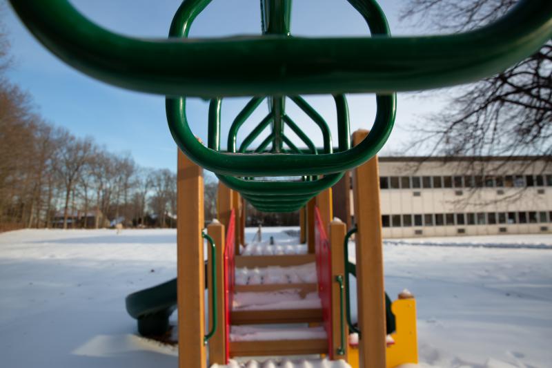 This playground is made of recycled materials, and about a third of it is from recyled oral care waste.