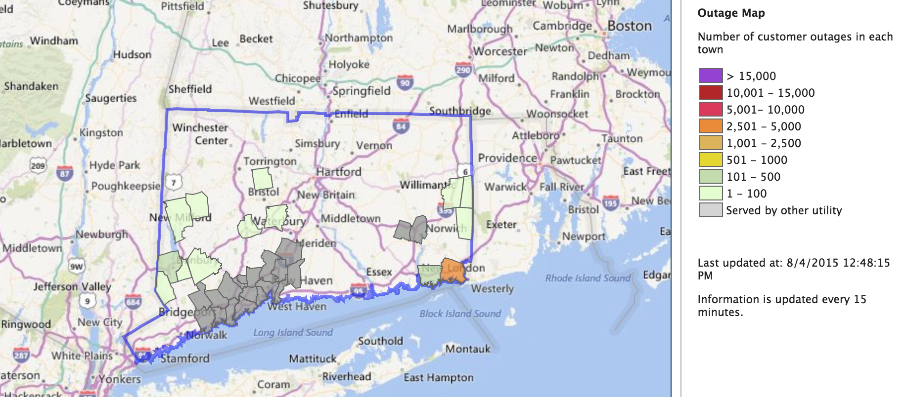 Zip Code Map Connecticut Power Outage Map