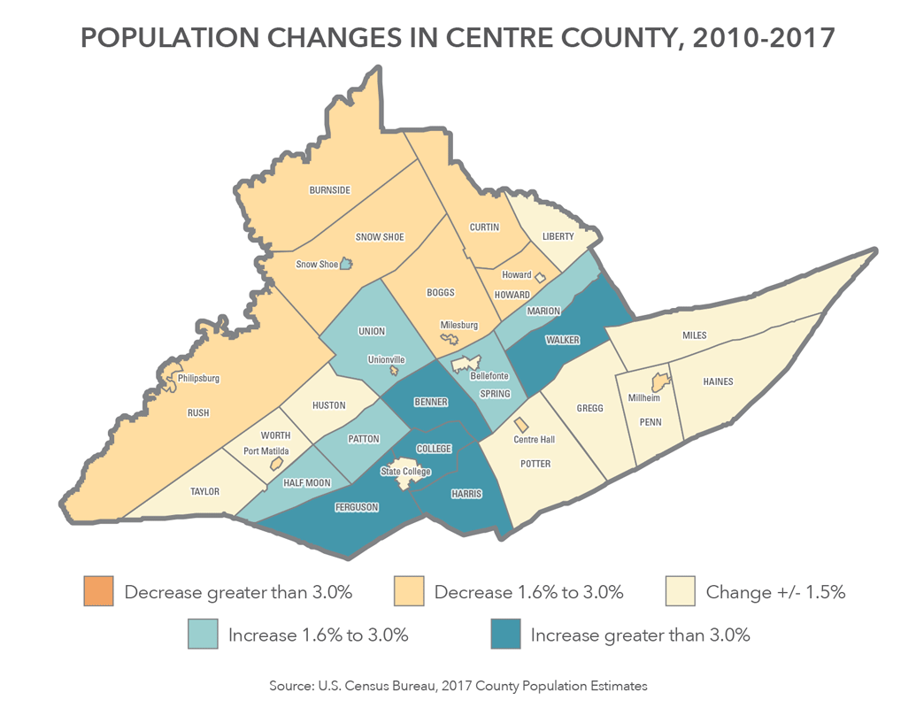 The Centre Region continues to see growth even as the population in other parts of central Pennsylvania shrinks. (WPSU)