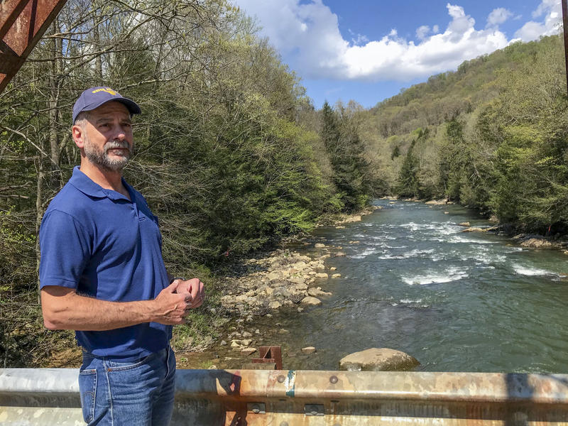 Paul Ziemkiewicz, director of West Virginia University’s Water Research Institute, on a bridge overlooking Big Sandy Creek. 