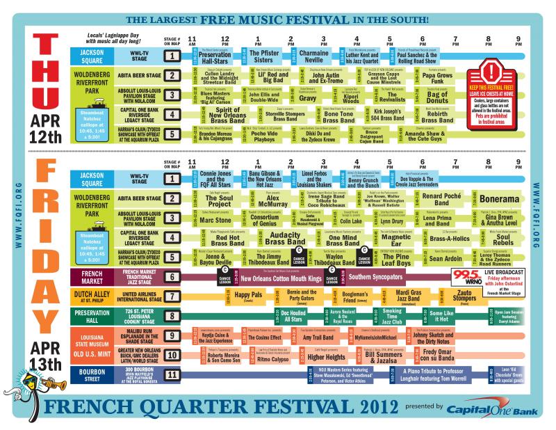 2012 French Quarter Festival Map WWNO