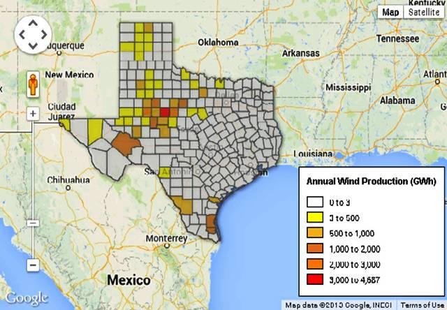 Texas Wind Energy Production: West Texas Leads | HPPR