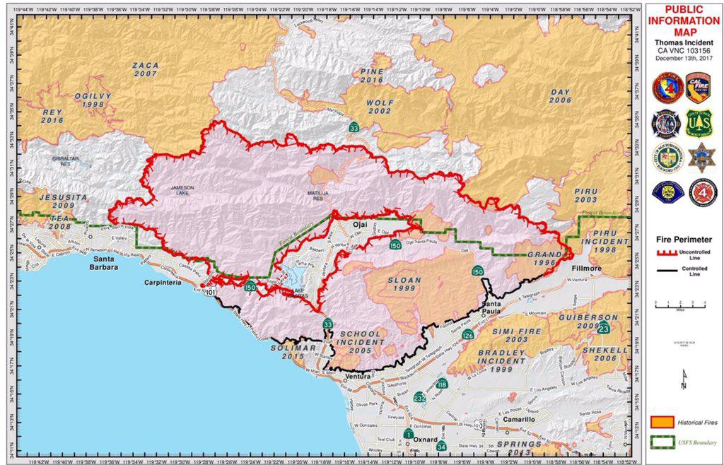 Thomas Fire Map Cal Fire - United States Map