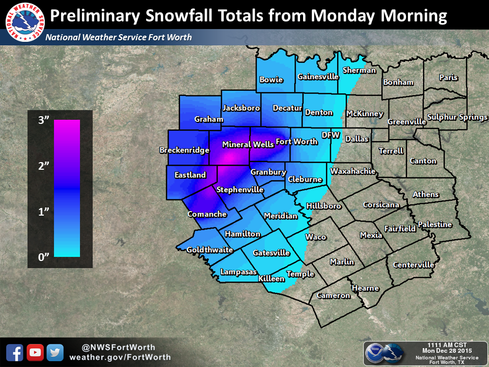 Blizzard Strikes Texas Panhandle; Up To 3 Inches Of Snow West Of Fort