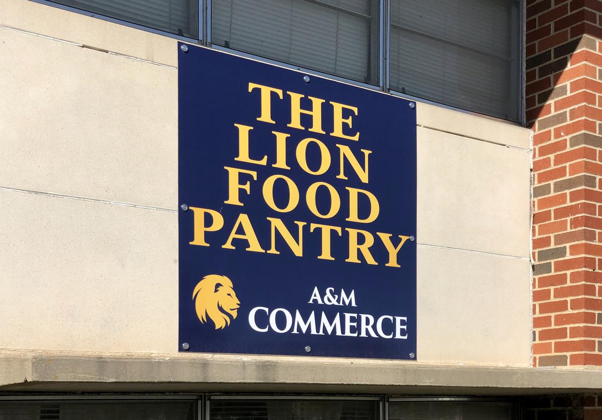 The lion food pantry sign.