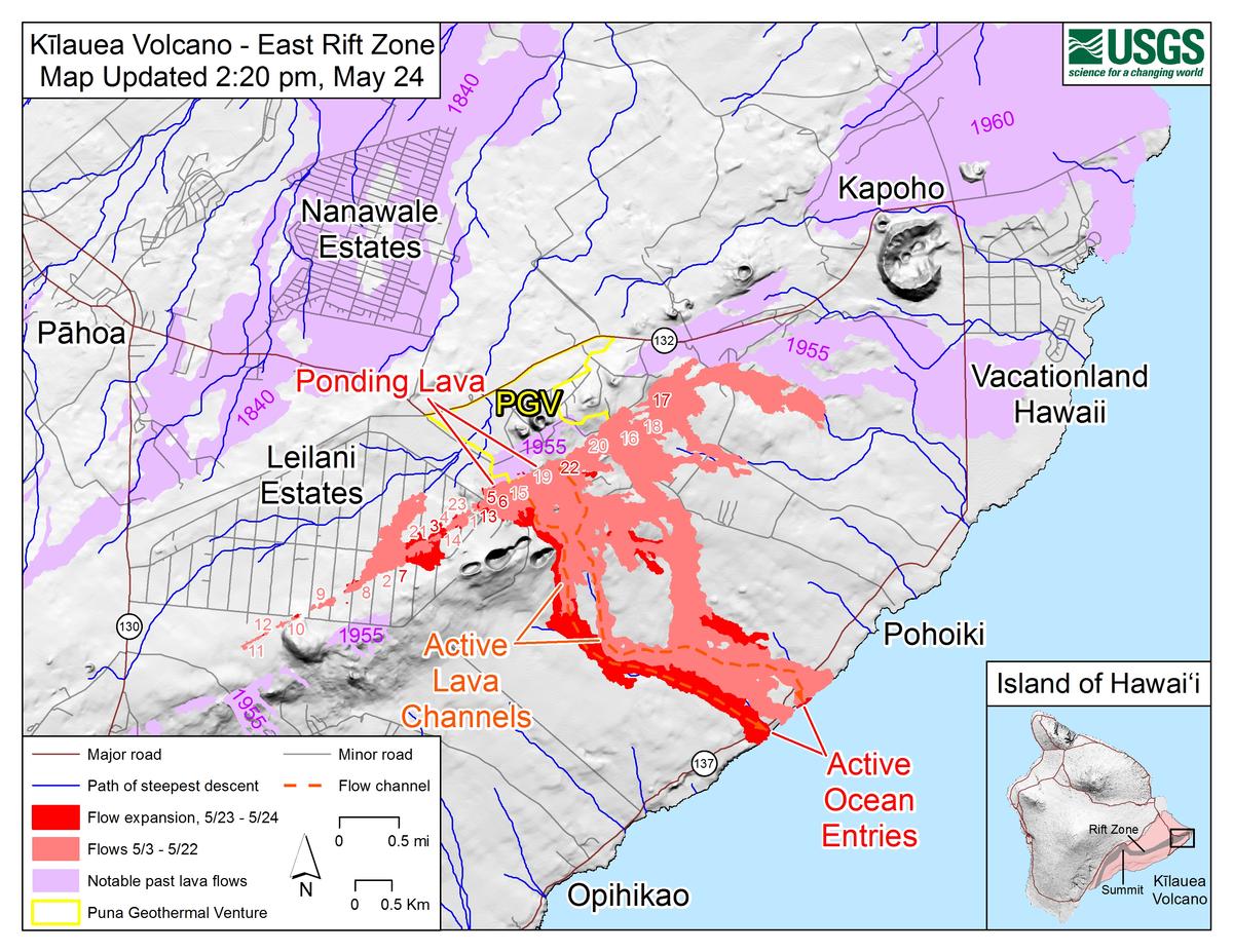 Hawaii Lava Volcano Map