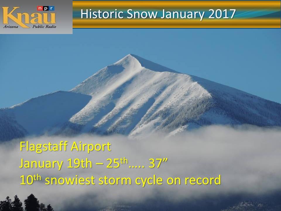 Storm Makes The Record Book Knau Arizona Public Radio And larry, that last storm that rolled through flagstaff dropped almost a foot in town and 31 inches at snowbowl, but thats all melted off now. storm makes the record book knau