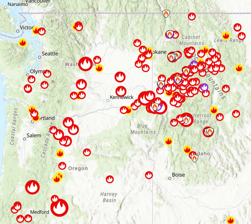 The State Of Northwest Fires At The Beginning Of The Week Spokane