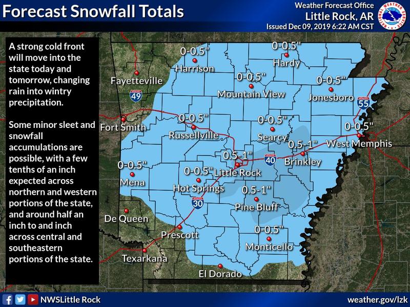 Strong cold front expected to bring snow to arkansas kuar
