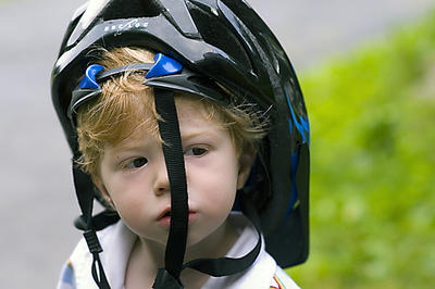 kid wearing helmet