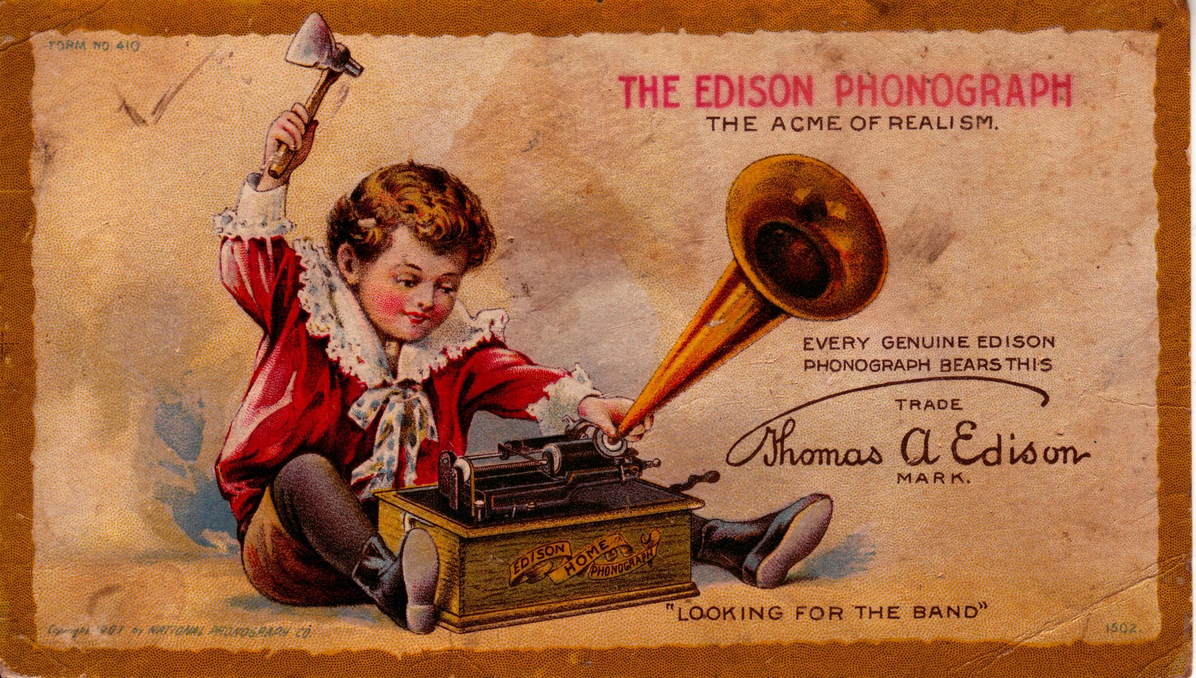 Image result for edison announced the invention of the phonograph