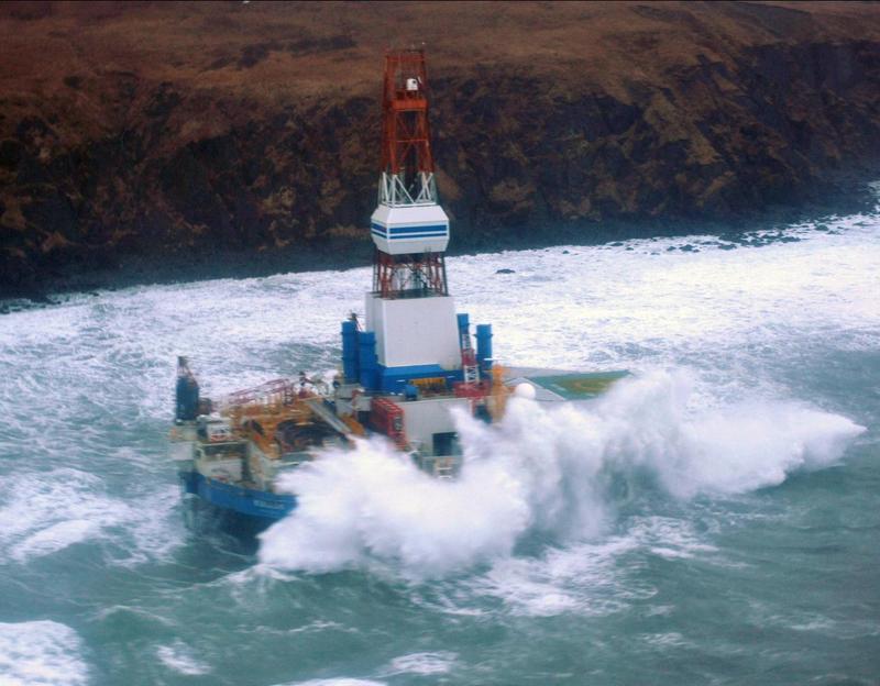 Shell's Kulluk oil rig, aground in the Gulf of Alaska.