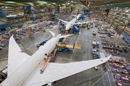 The production line at a Boeing facility.