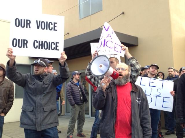 Union members marched yesterday in support of taking a vote on the latest Boeing contract offer. Weakened unions have chipped away at the middle class in King County.