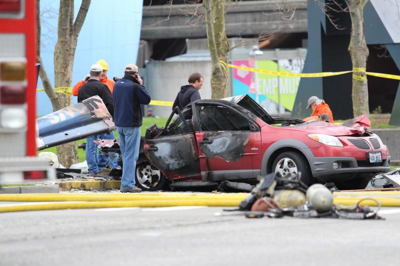 Several cars were damaged in the crash. 