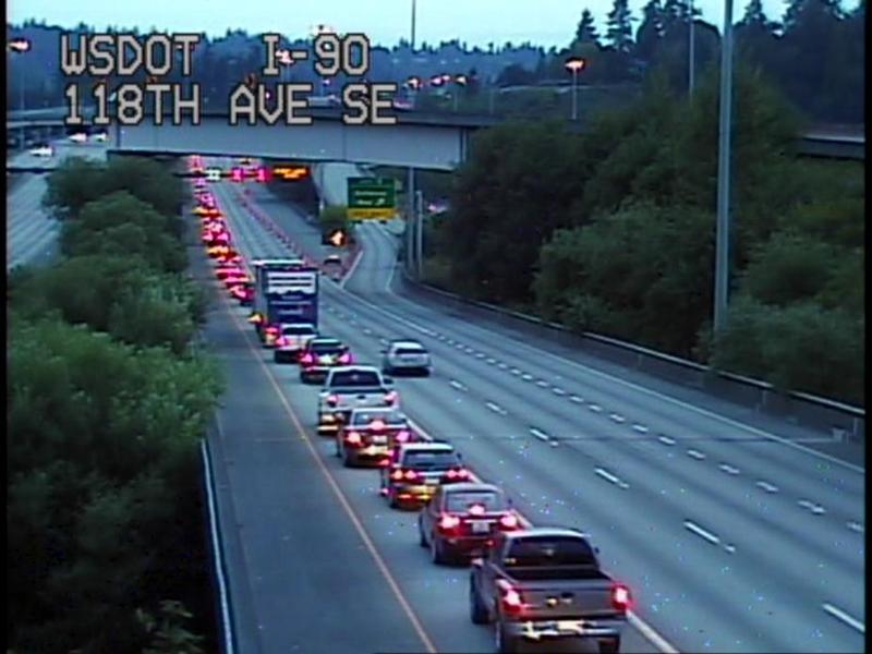The Interstate 90 backup early Tuesday morning: one scenario where being polite gets you nowhere.
