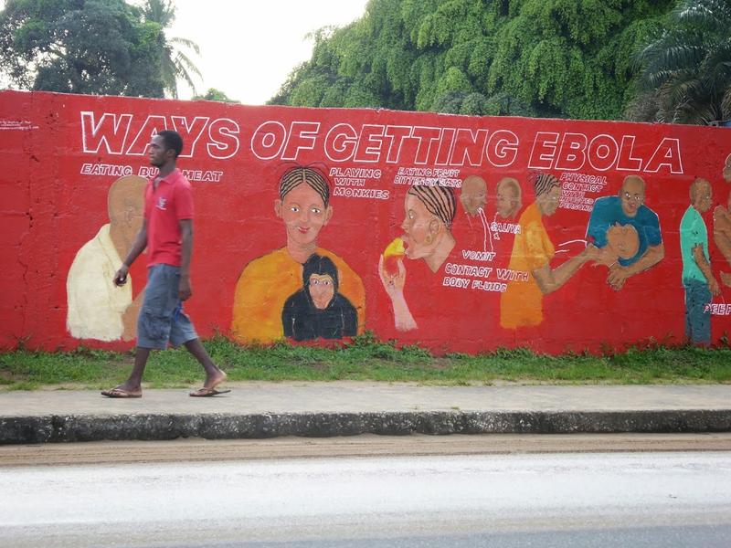 A mural in Liberia warns of Ebola.