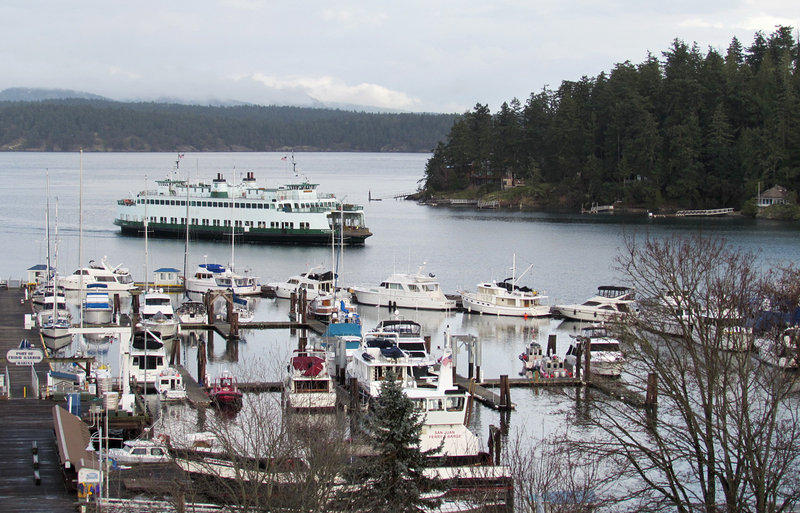 The ferry pulls in to Friday Harbor, the only incorporated city in San Juan County, Wash. Veterans will often travel the hour-long ferry ride to reach VA services here.