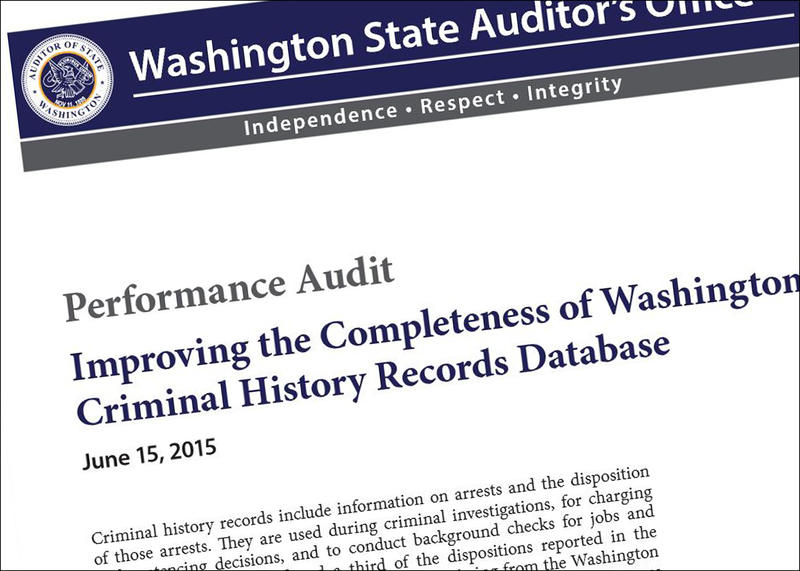 Screenshot of Washington State Auditor's Office report on criminal database records.