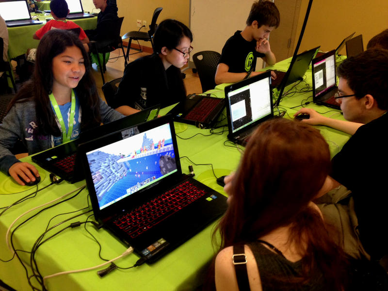 Students at a Minecraft camp at the University of Washington. Minecraft is mostly taught at summer camps for the time being -- how to apply it to the classroom is another question.