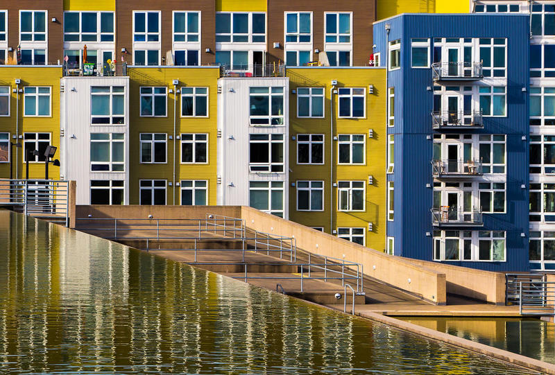 Apartment housing: Colorful architecture next to the Museum of Glass in Tacoma, Washington.
