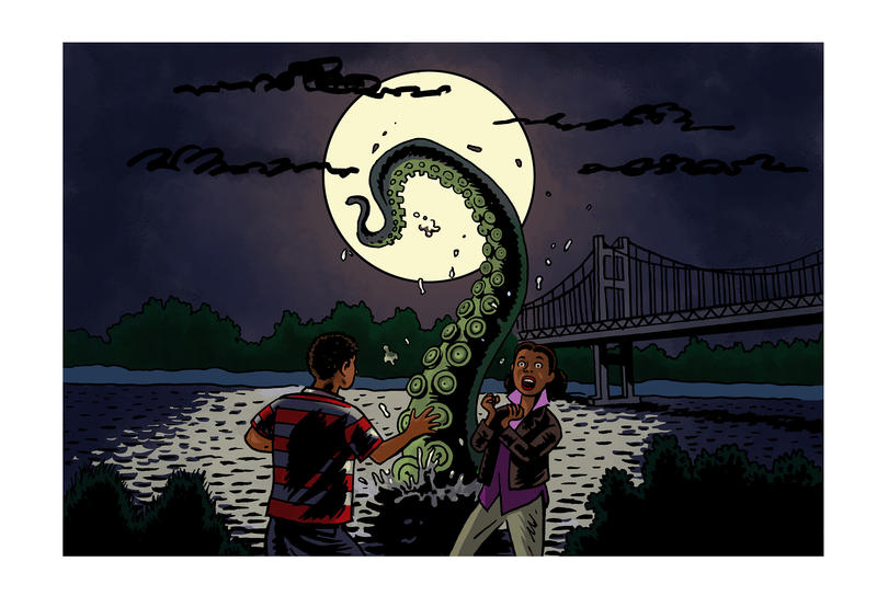 Douglass Brown was walking down Titlow Beach in Tacoma with a girl he liked when he saw a giant thing - that looked like an octopus tentacle - emerge from the water. He ran, screaming.