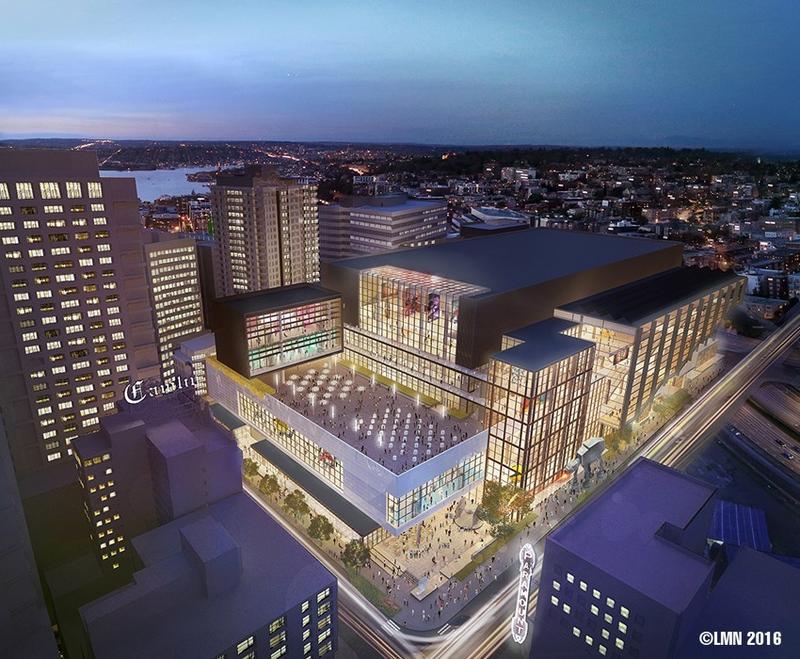 An aerial view of the proposed addition of the Washington State Convention Center.