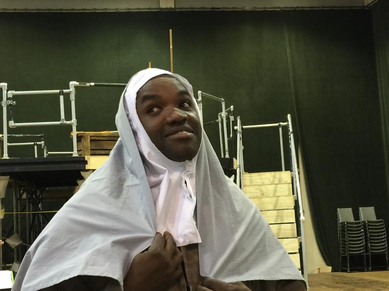 Tenor Lawrence Brownlee clowns around during a Seattle Opera rehearsal for Rossini's 'The Wicked Adventures of Count Ory.'