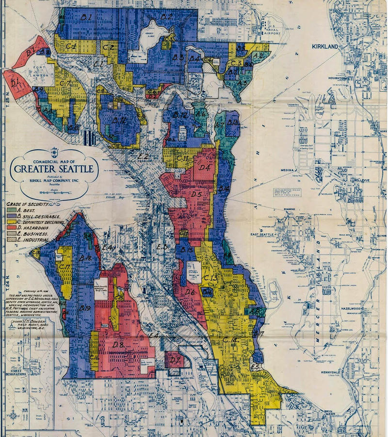 A 1936 map that shows how banks prevented residents in the Central District from accessing loans to buy homes.