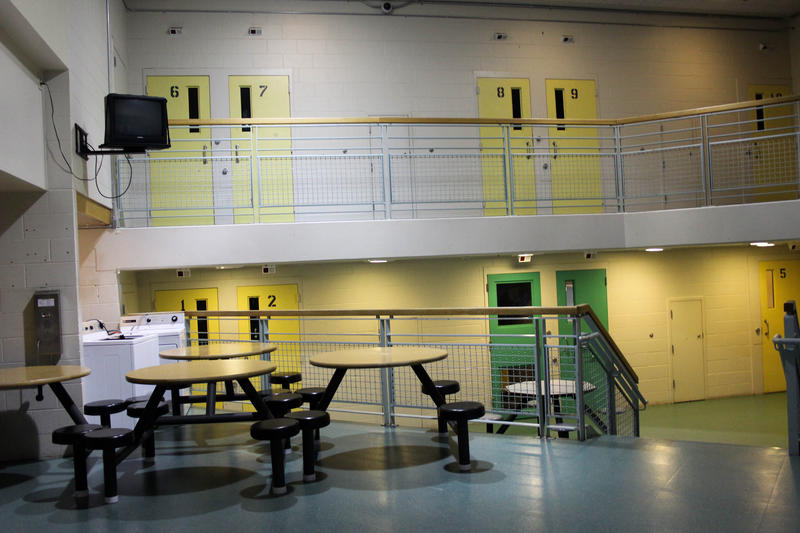 One of the halls at juvenile detention in Seattle. There are 212 beds but less than a quarter of those beds are used.